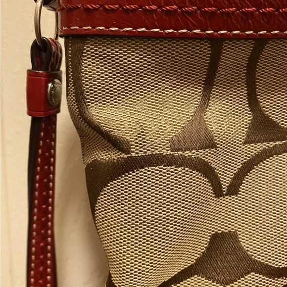 Coach Red and Brown Signature Tote - Picture 9 of 16